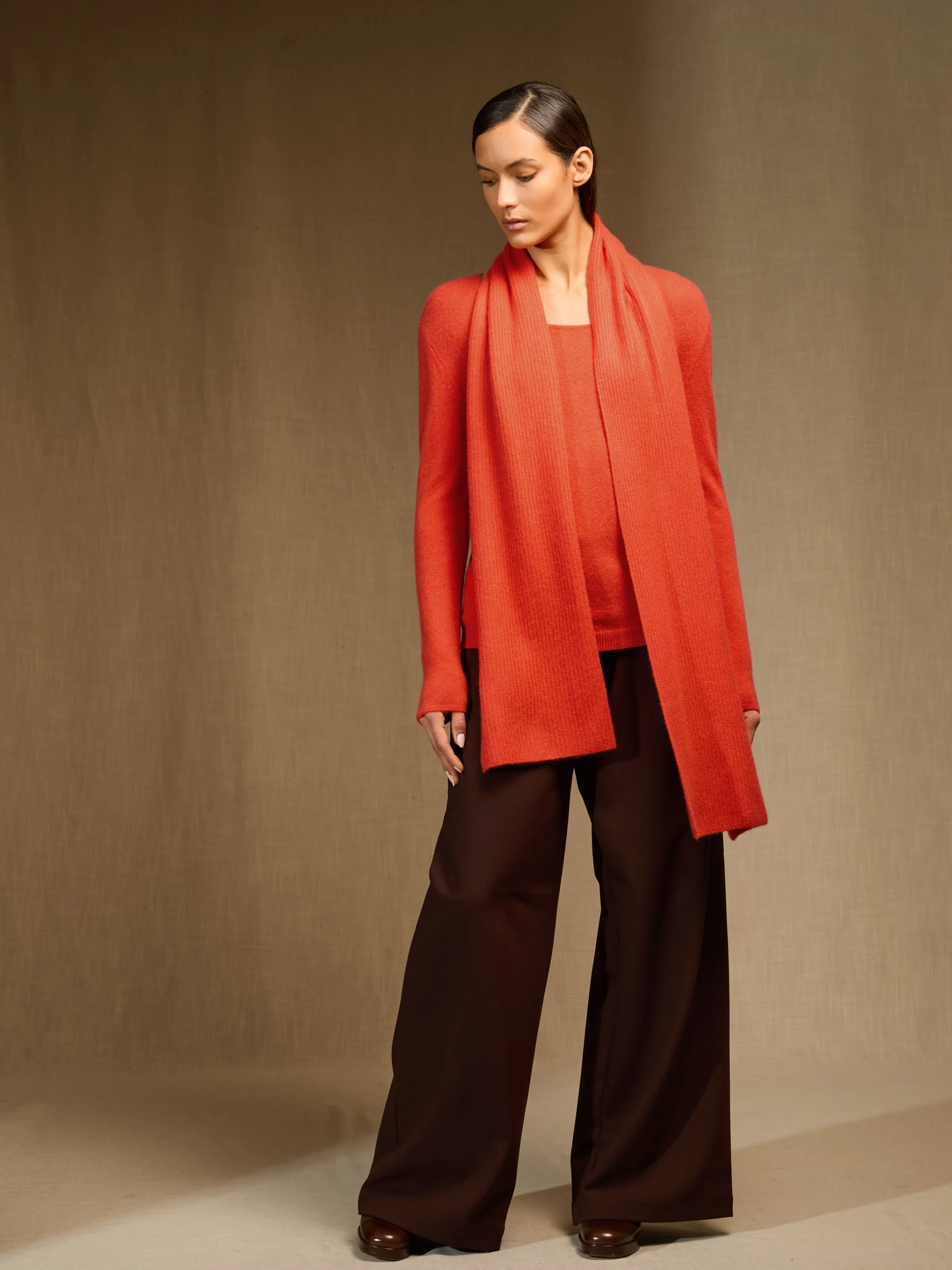 LOUANE écharpe 4 fils orange 100% cachemire