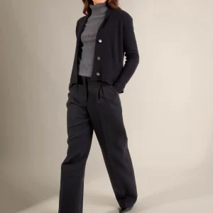 LUMIVIEL veste boutonnée col châle noir 100% cachemire