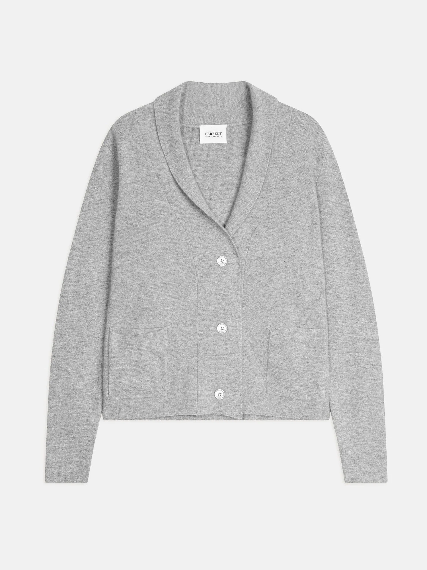 LUMIVIEL veste boutonnée col châle nuage chiné 100% cachemire – Image 7