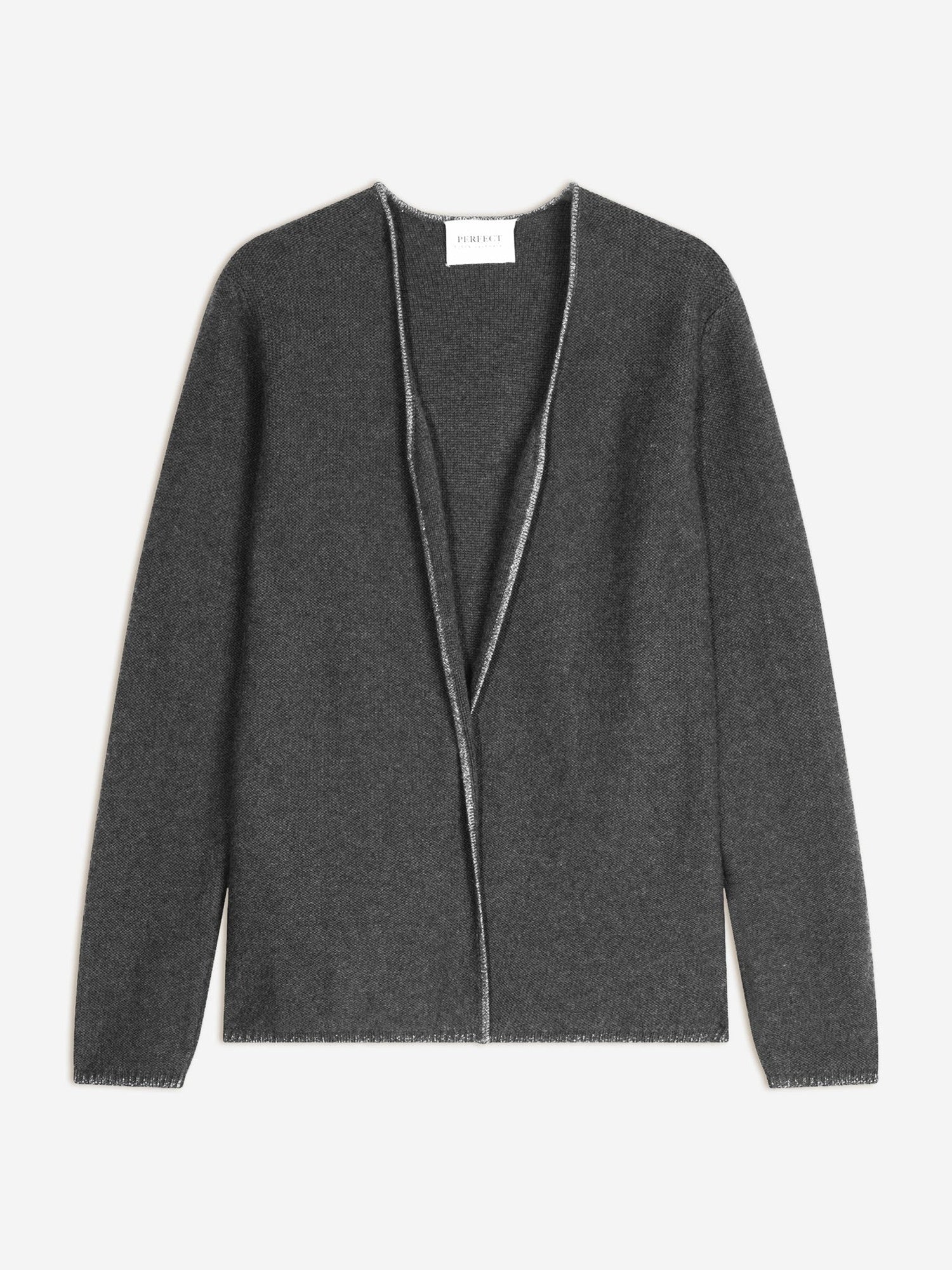 LUPA veste ouverte 4 fils anthracite chiné 100% cachemire – Image 7