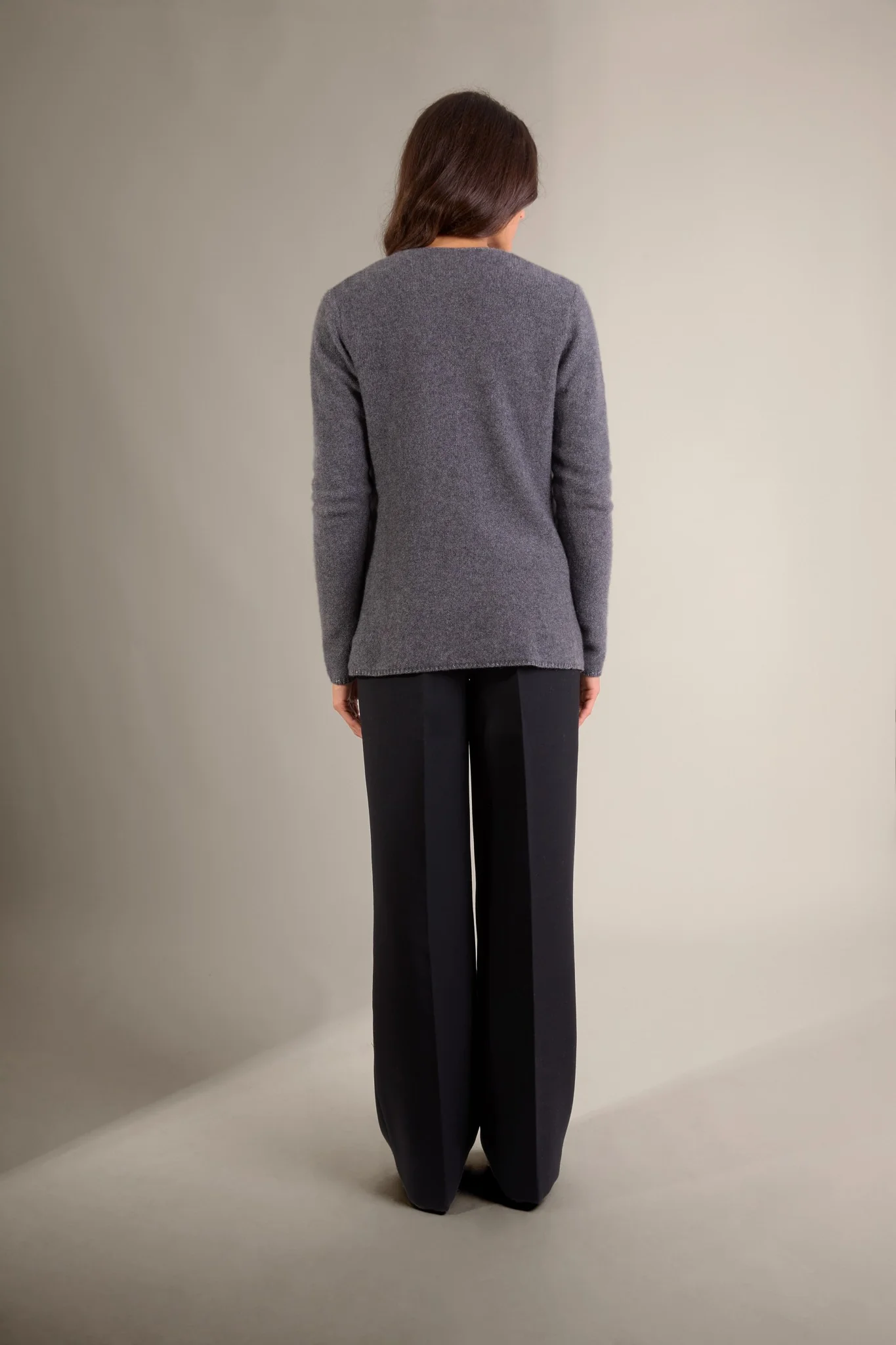 LUPA veste ouverte 4 fils anthracite chiné 100% cachemire – Image 4