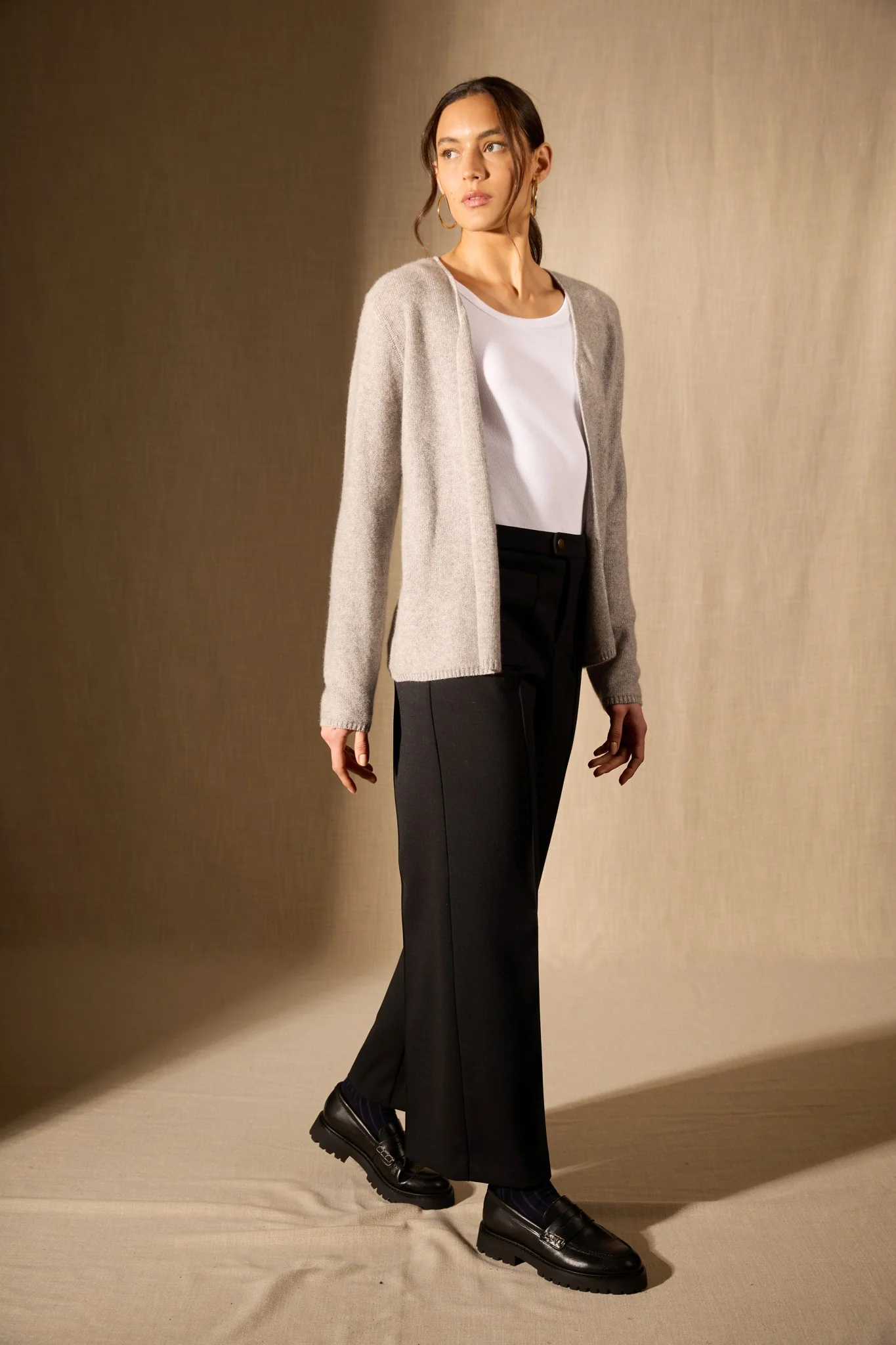 LUPA veste ouverte 4 fils nuage chiné 100% cachemire – Image 3