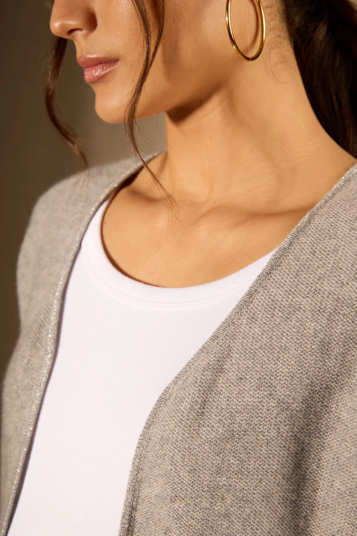 LUPA veste ouverte 4 fils nuage chiné 100% cachemire – Image 5