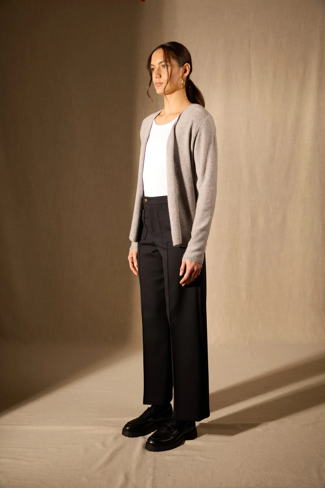 LUPA veste ouverte 4 fils nuage chiné 100% cachemire – Image 6