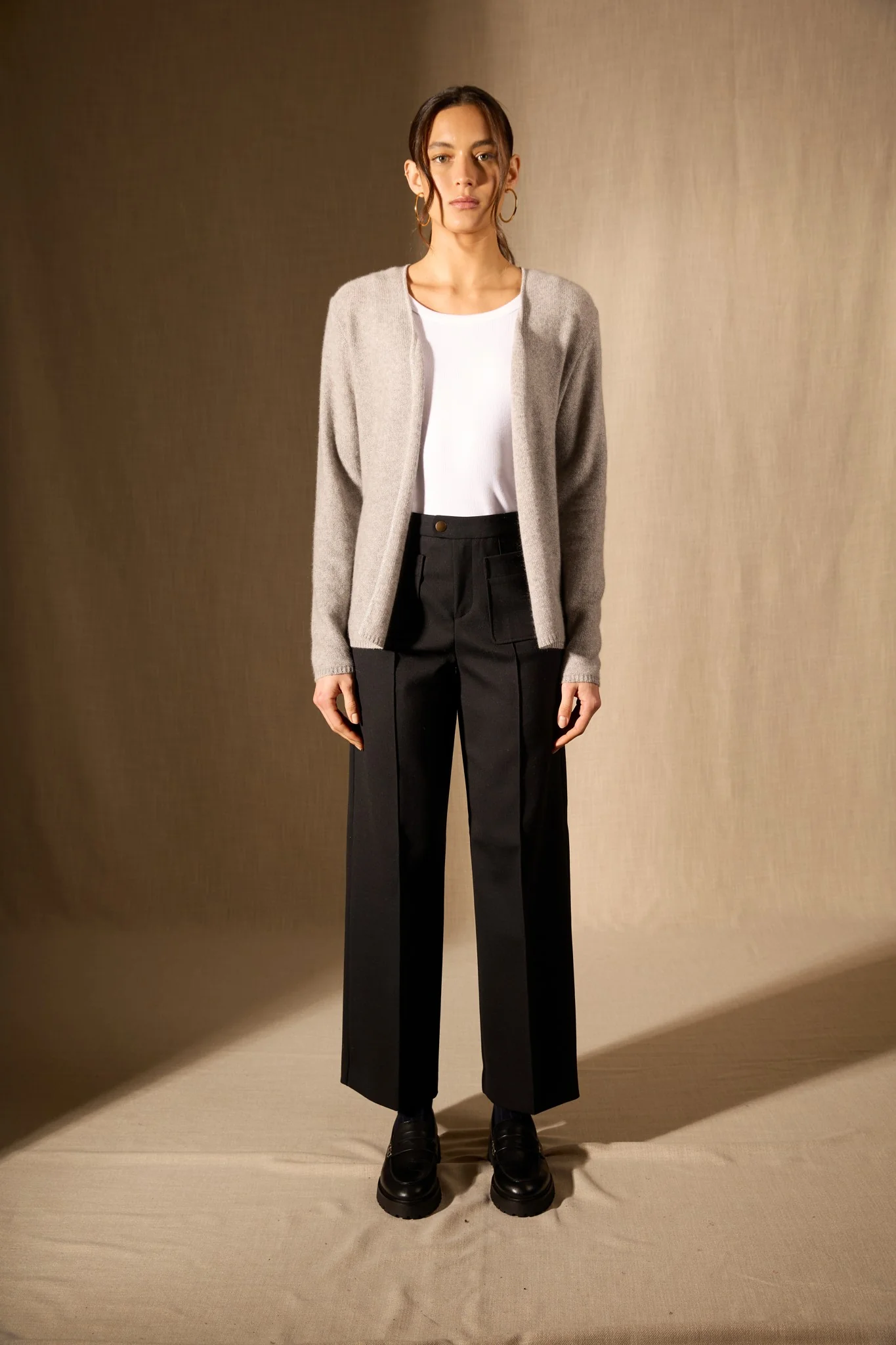 LUPA veste ouverte 4 fils nuage chiné 100% cachemire – Image 7