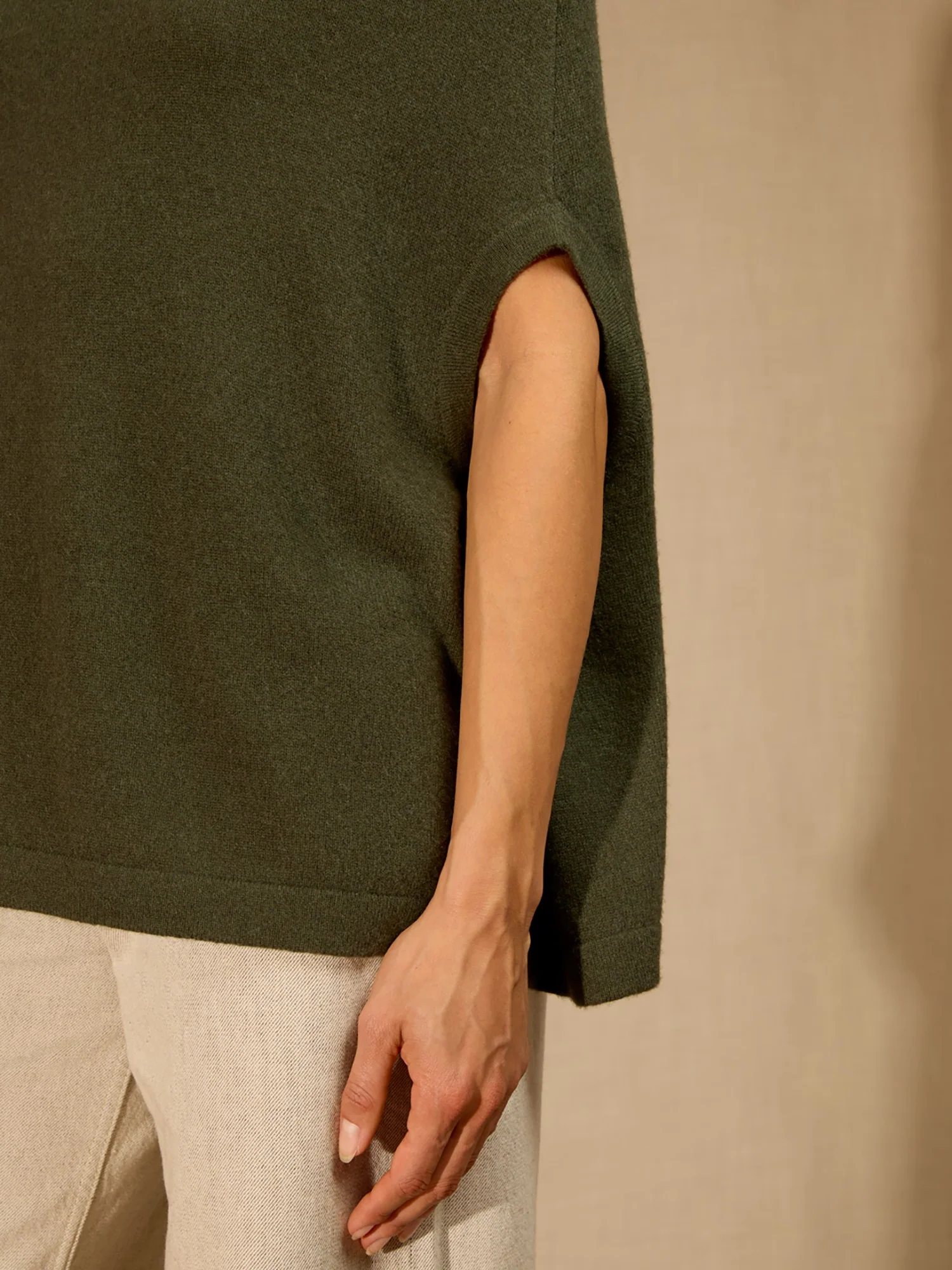 MELINA cape col roulé kaki 100% cachemire – Image 5