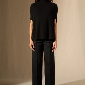 MELINA cape col roulé noir 100% cachemire
