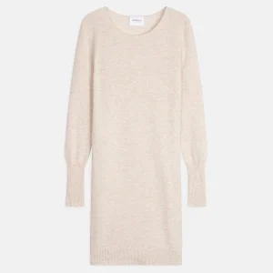 MOLLI robe col rond beige chiné 100% cachemire