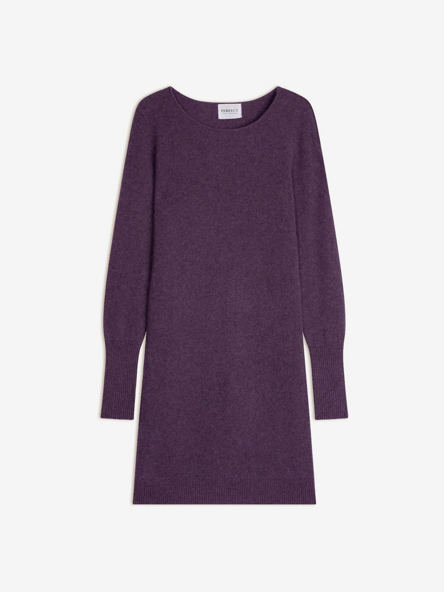 MOLLI robe col rond violet chiné 100% cachemire – Image 2