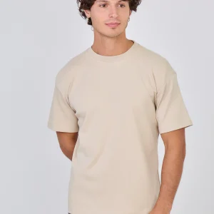 T-Shirt uni à manche courte - Beige