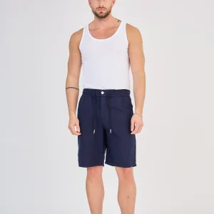 Short en Lin Bleu Marine