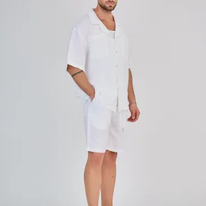 Chemise en Lin Manches Courtes Blanc