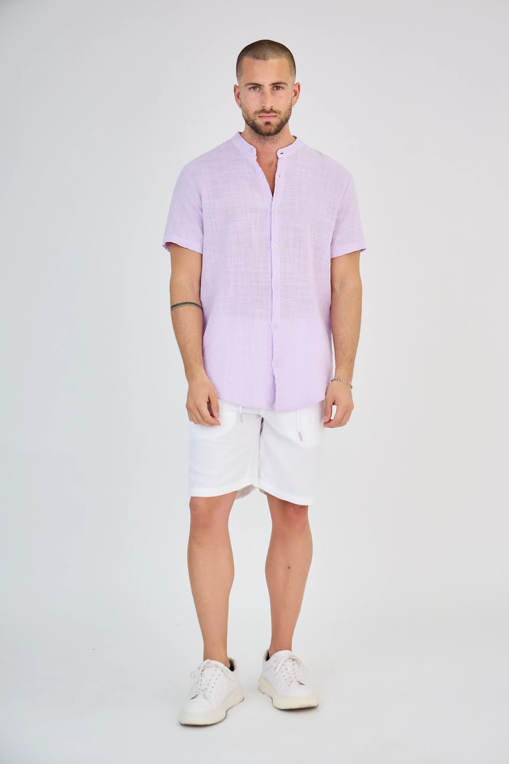 Chemise en Lin Manches Courtes Lavande – Image 2