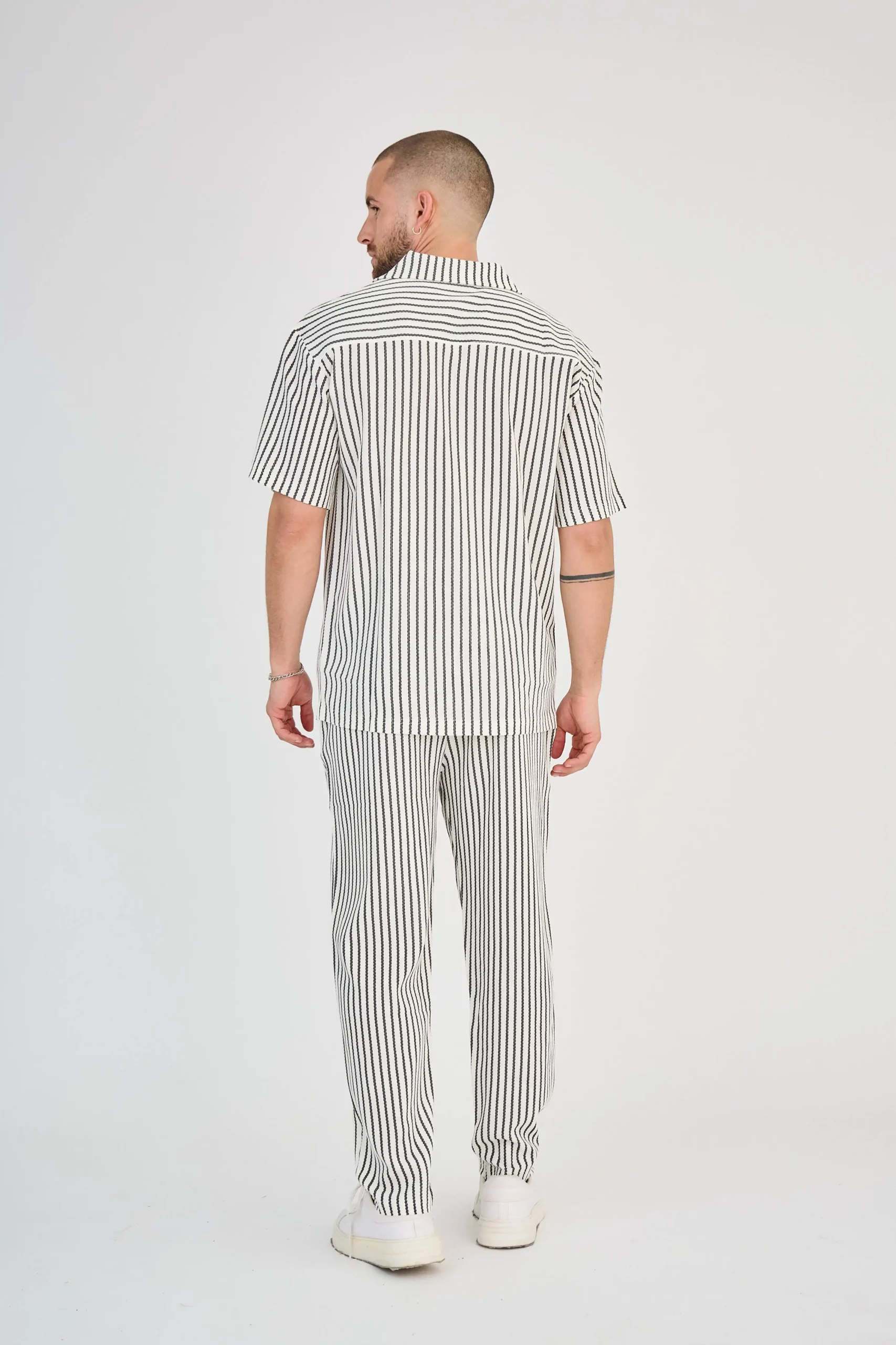 Ensemble Maille Rayée Écru Pantalon – Image 5