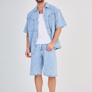 Ensemble Jeans Bleu Carreaux