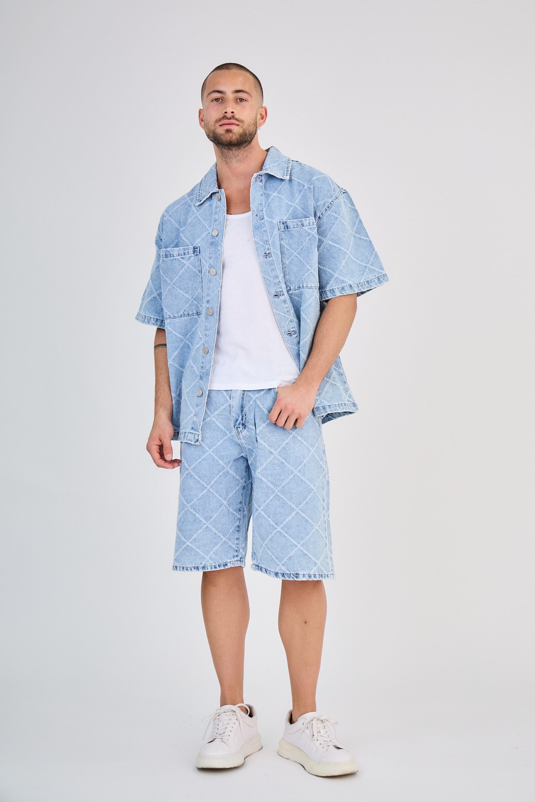 Ensemble Jeans Bleu Carreaux