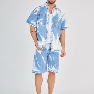 Ensemble Jeans Bleu Effet Délavé