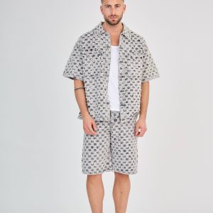 Ensemble Jeans Gris Motif