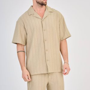 Ensemble Homme en Maille Ajourée - Taupe