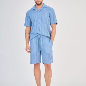 Ensemble Chemise & Short Rayé - Bleu