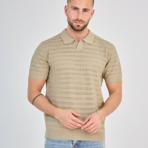 Polo en Maille Taupe