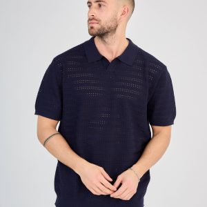 Polo en Maille Bleu Marine