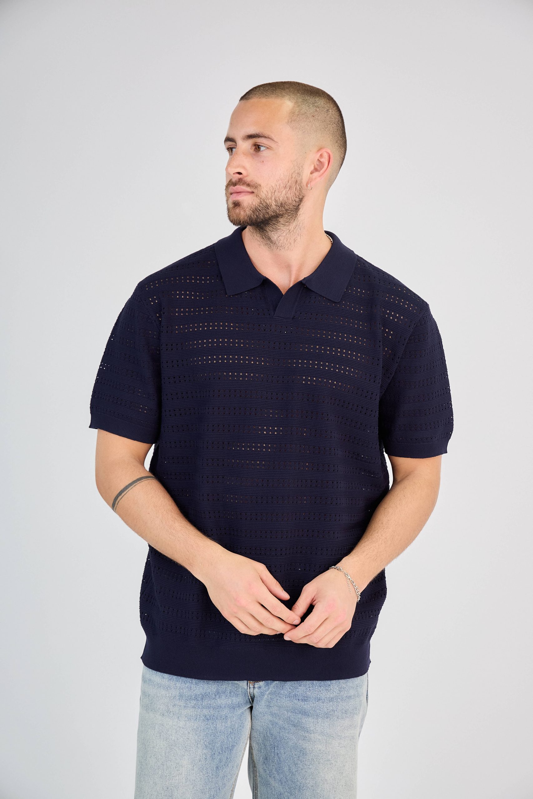 Polo en Maille Bleu Marine – Image 2
