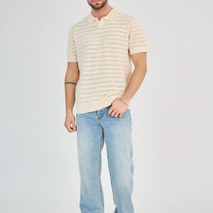 Polo en Maille Beige