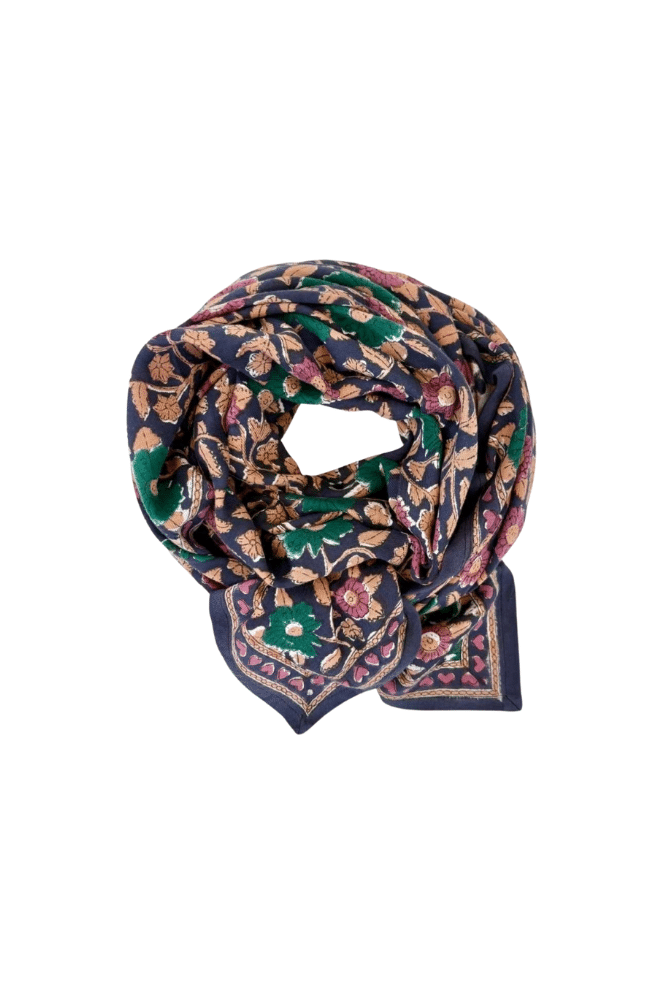 BIG FOULARD LATIKA | Coeur navy forest