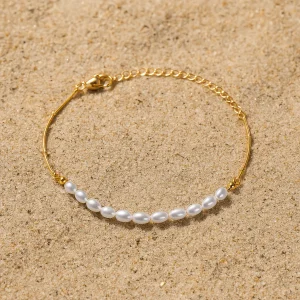 Bracelet Credenza – Perles blanches & plaqué or ou argent