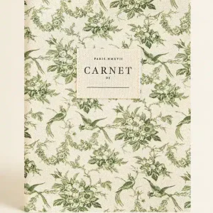 CARNET TISSU | Plume verte