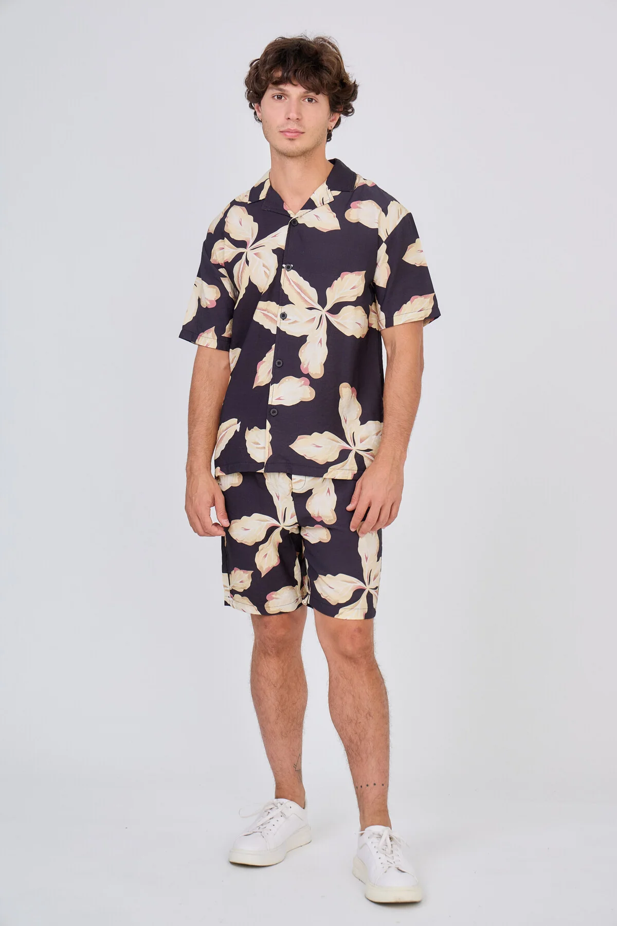 Ensemble Fluide Noir Fleurs – Image 2