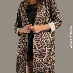 Manteau trench femme léopard en daim