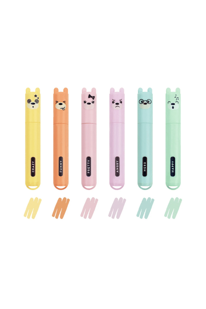 MINI SURLIGNEURS PAR 6 | Teddy style – Image 3