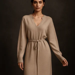 Robe en Maille Éline – Élégance Cosy & Taille Ceinturée