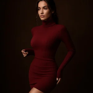 Robe Pull Mila – Col Roulé & Silhouette Sculptée