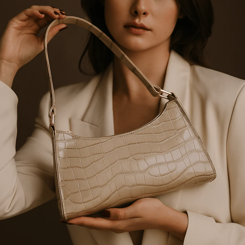 Sac Cora – Mini baguette croco vegan zippée – Image 5