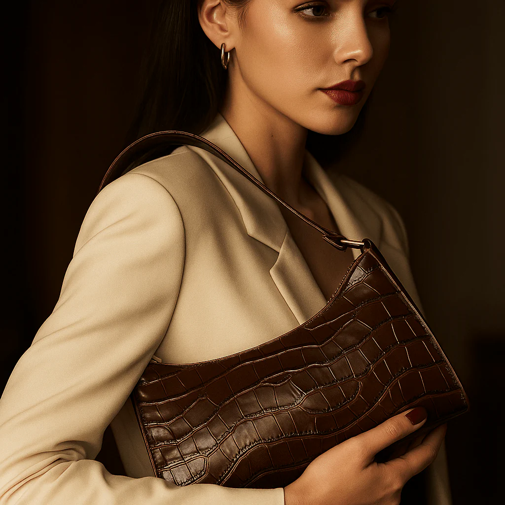 Sac Cora – Mini baguette croco vegan zippée – Image 3