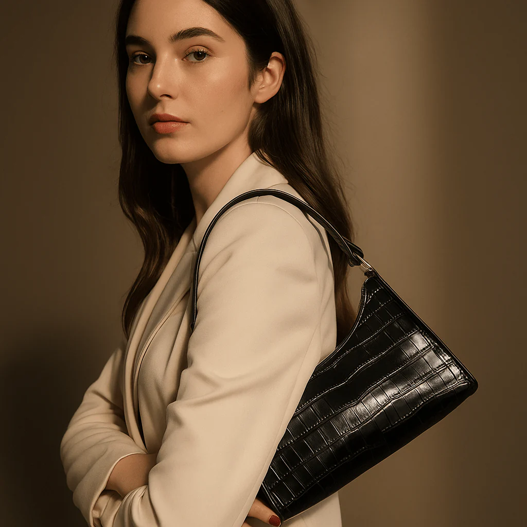 Sac Cora – Mini baguette croco vegan zippée – Image 4