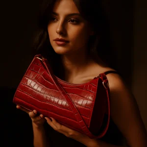 Sac Cora – Mini baguette croco vegan zippée