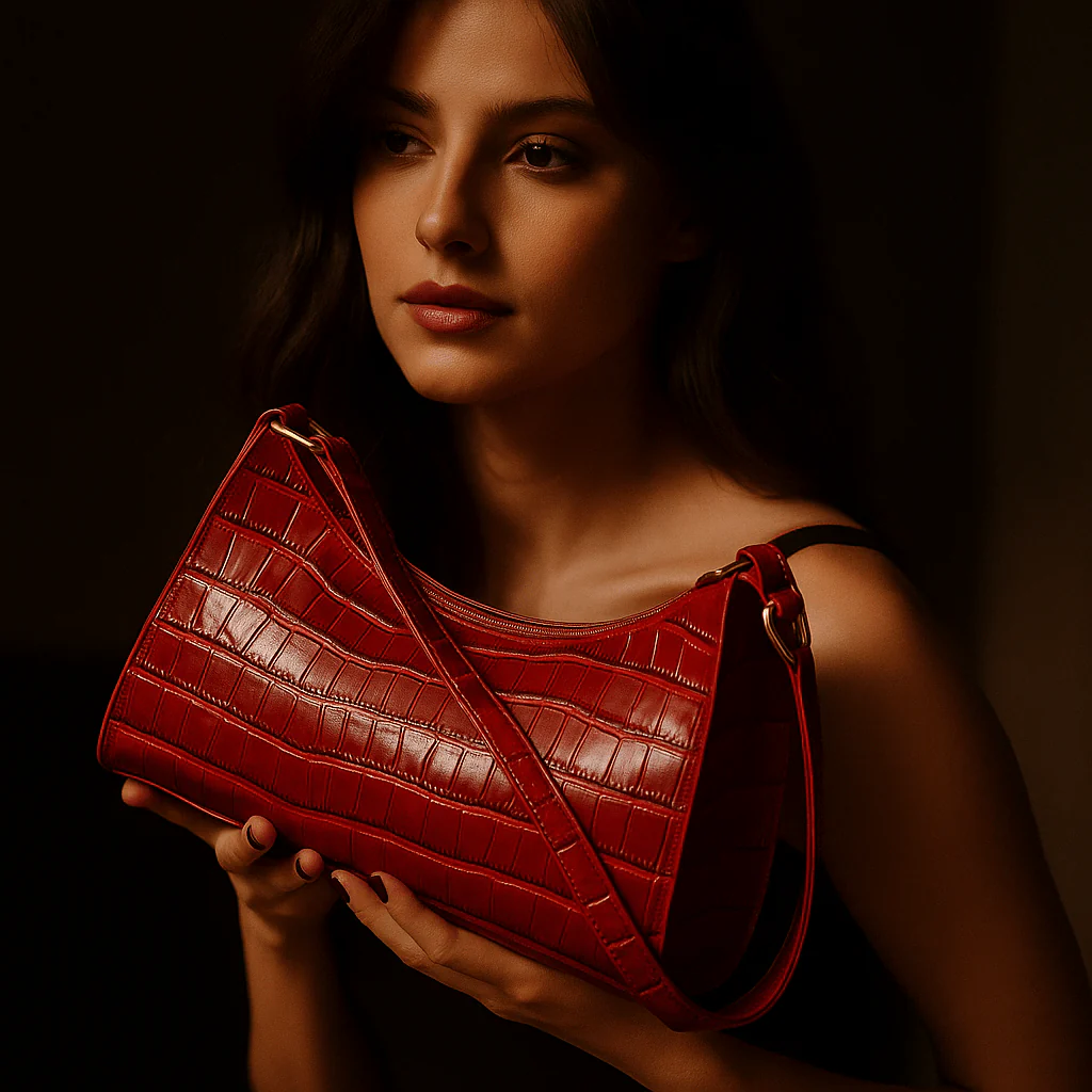 Sac Cora – Mini baguette croco vegan zippée – Image 2