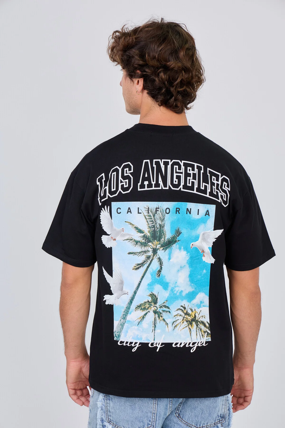 T-Shirt Noir "Los Angeles" Palms City of Angels – Image 4